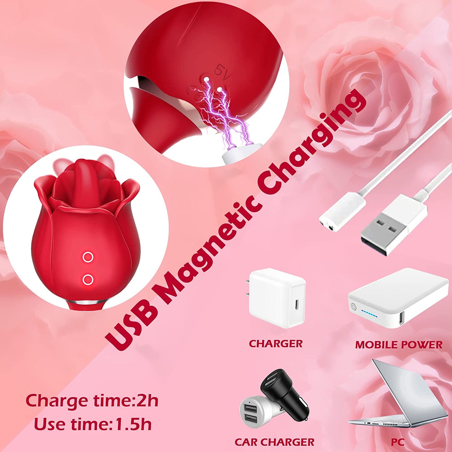 Vibrating Tongue Rose Vibrator with Modes