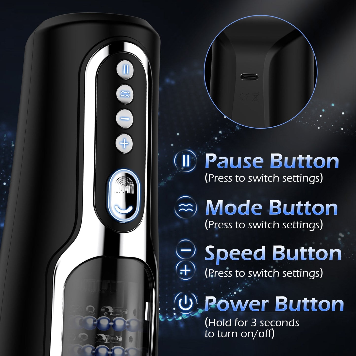 Auto Beads Male Masturbator - Massaging & Thrusting