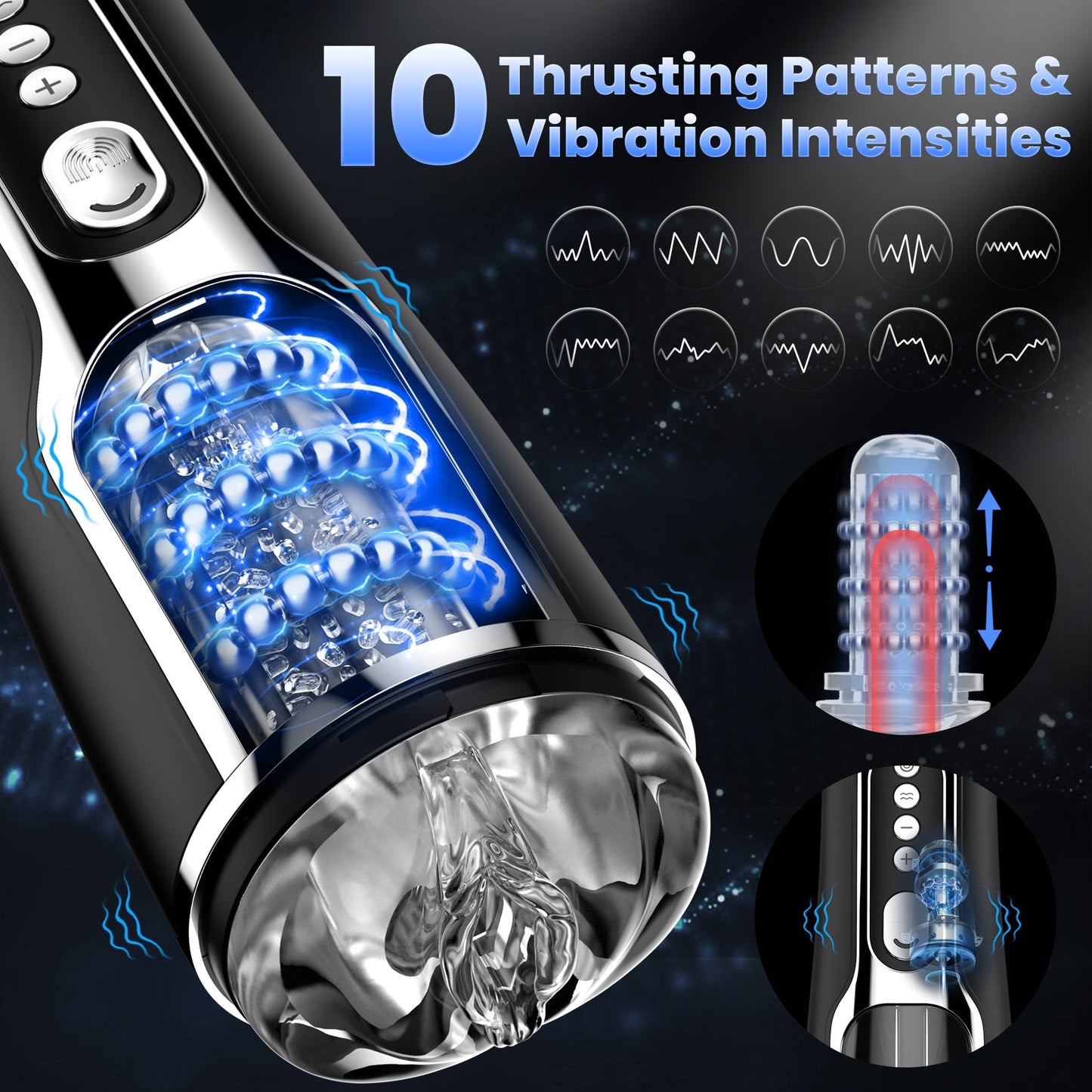Auto Beads Male Masturbator - Massaging & Thrusting