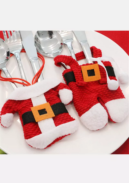 2Pcs Christmas Santa Claus Knife And Fork Storage Bag