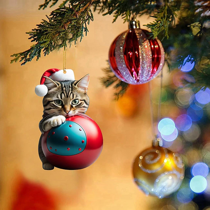 10pcs Christmas Tree Ornaments Cat Hanging Decorations Cute Cat