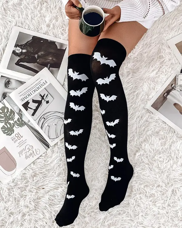 1Pair Halloween Graphic Print Thigh-High Stockings