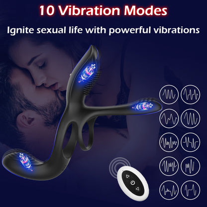 Tri Motored Penis Cock Ring - Vibrating & Coupled