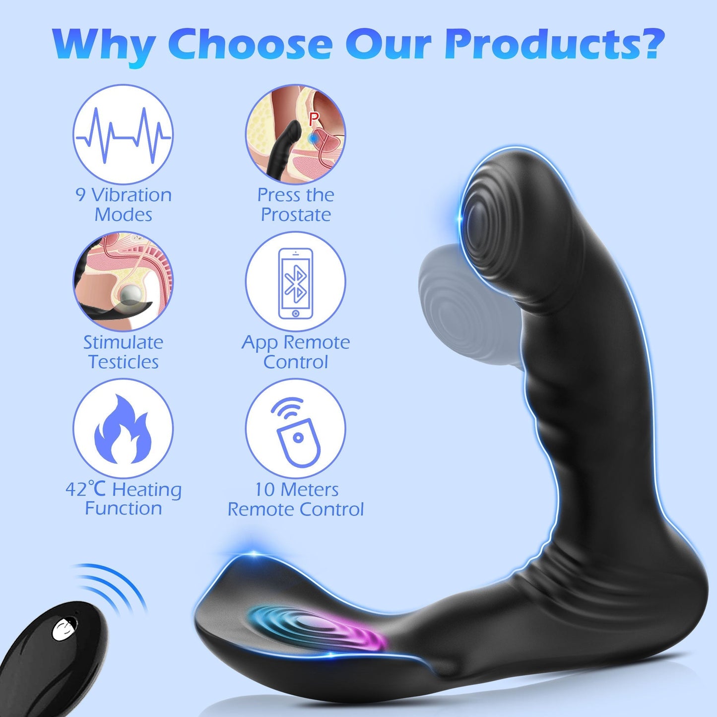 Prostate Massager with Vibrations & Motion