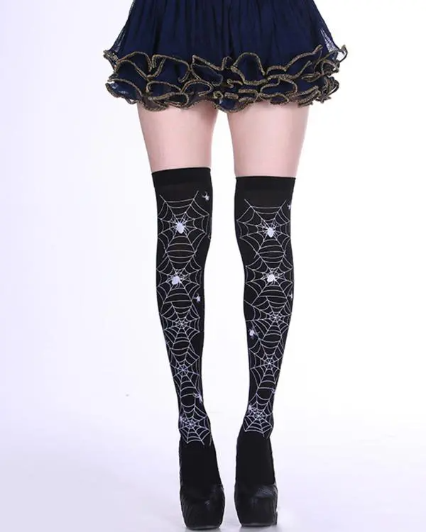 1Pair Halloween Graphic Print Thigh-High Stockings