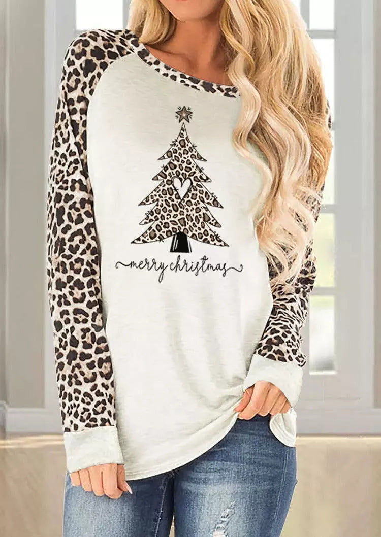 Christmas Raglan Pullover Casual Printed Long Sleeve T-Shirt