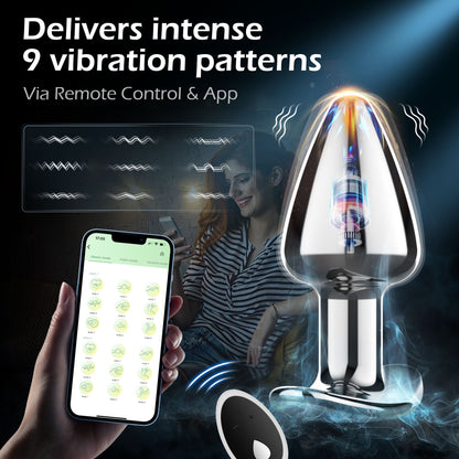 Anal Steel Butt Plug - Vibrating & App Controlled