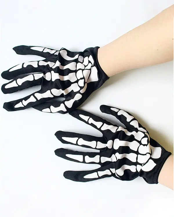 Halloween Full Finger Skull Bone Gloves