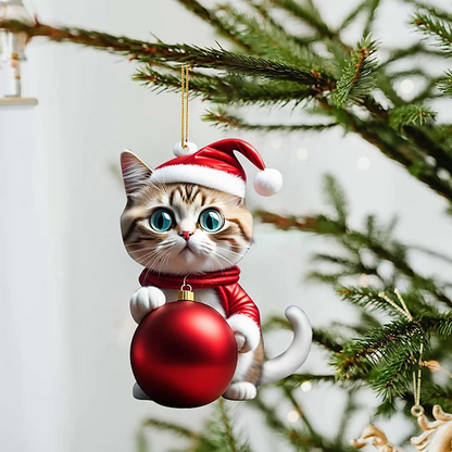 10pcs Christmas Tree Ornaments Cat Hanging Decorations Cute Cat