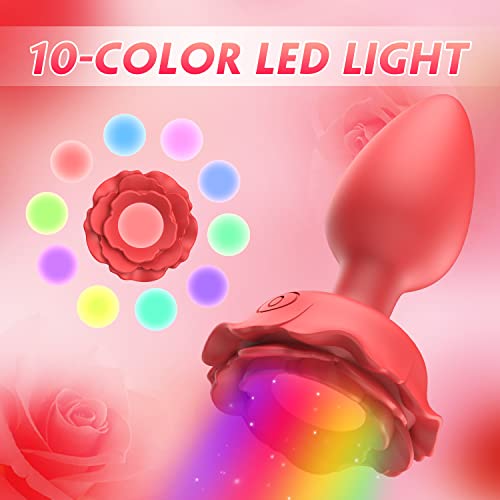 Anal LED Butt Plug - Vibrations & Rose Toy