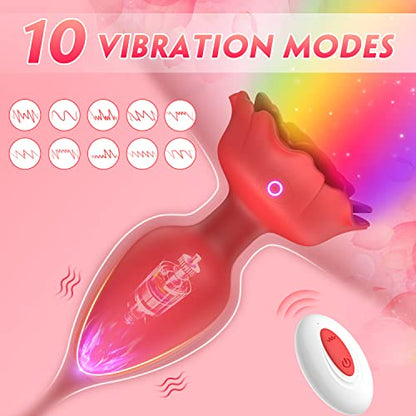 Anal LED Butt Plug - Vibrations & Rose Toy