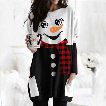 Snowman Christmas Print Long Sleeves Sweatshirt