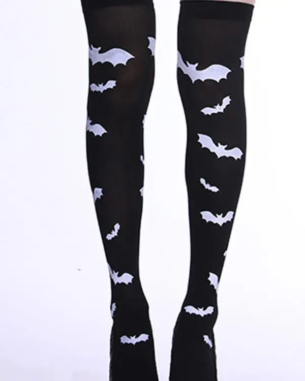 1Pair Halloween Graphic Print Thigh-High Stockings