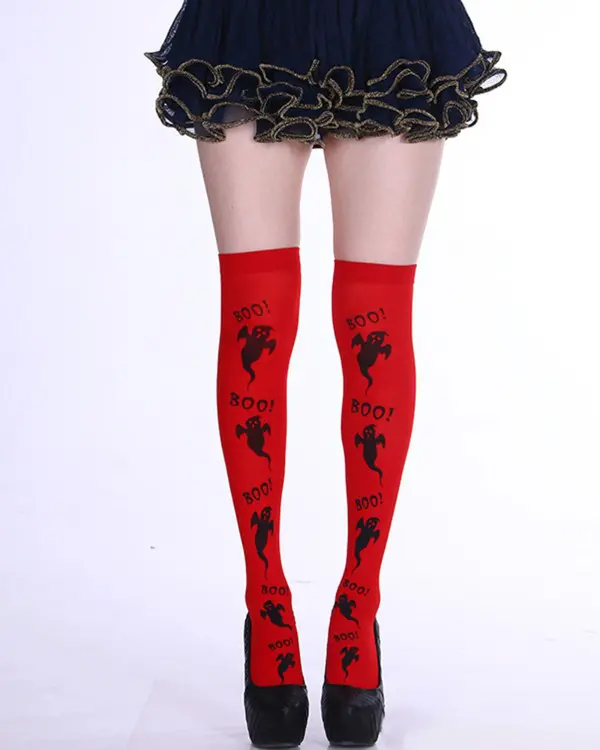 1Pair Halloween Graphic Print Thigh-High Stockings