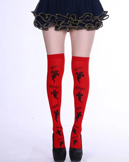 1Pair Halloween Graphic Print Thigh-High Stockings