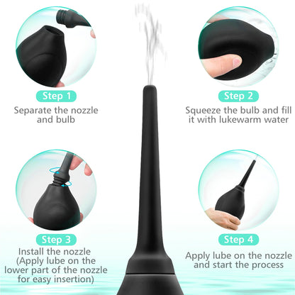 Anal Douche Enema Bulb - Soft Nozzle & Black Silicone