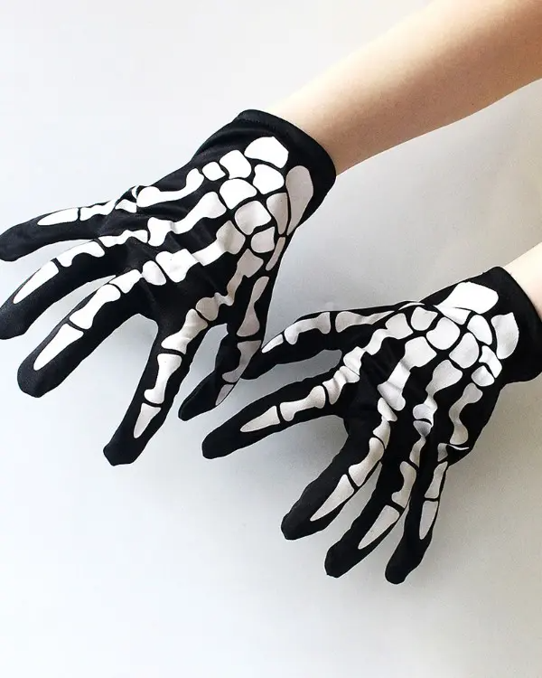 Halloween Full Finger Skull Bone Gloves