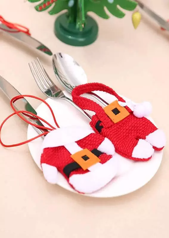 2Pcs Christmas Santa Claus Knife And Fork Storage Bag