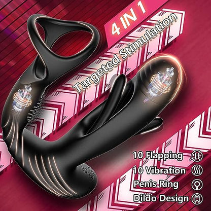 Flapping Anal Dildo Massager - Vibration & Cock Ring