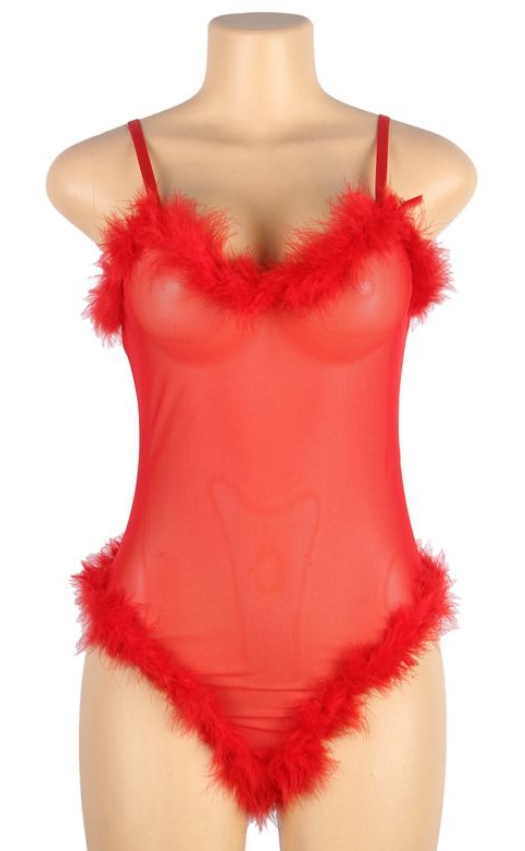 Flirty Feathers Fur Teddy Lingerie