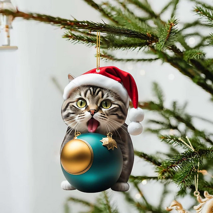 10pcs Christmas Tree Ornaments Cat Hanging Decorations Cute Cat