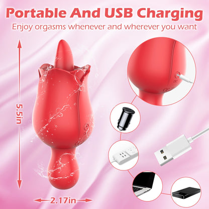 Rose Tongue Licking Vibrator - 10 Vibrations