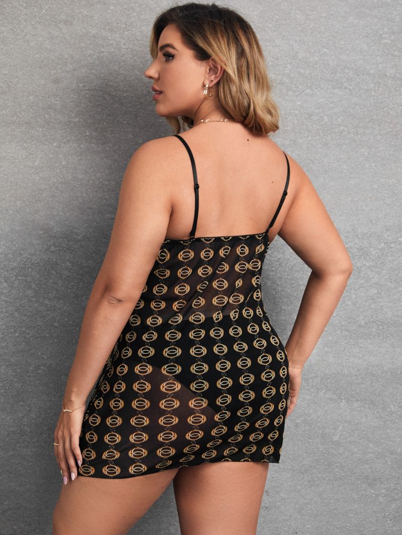 Plus Size Lingerie Sexy Straps Hot Stamping Hip-Hugging Slim Dress