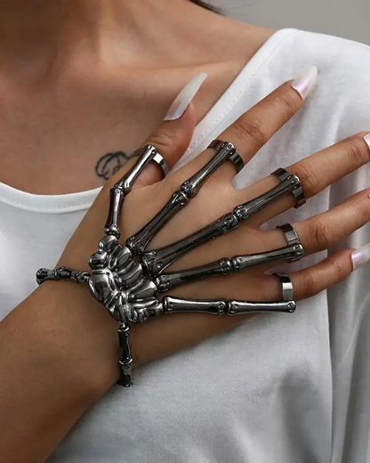 1pc Halloween Goth Skeleton Hand Design Mittens Bracelet