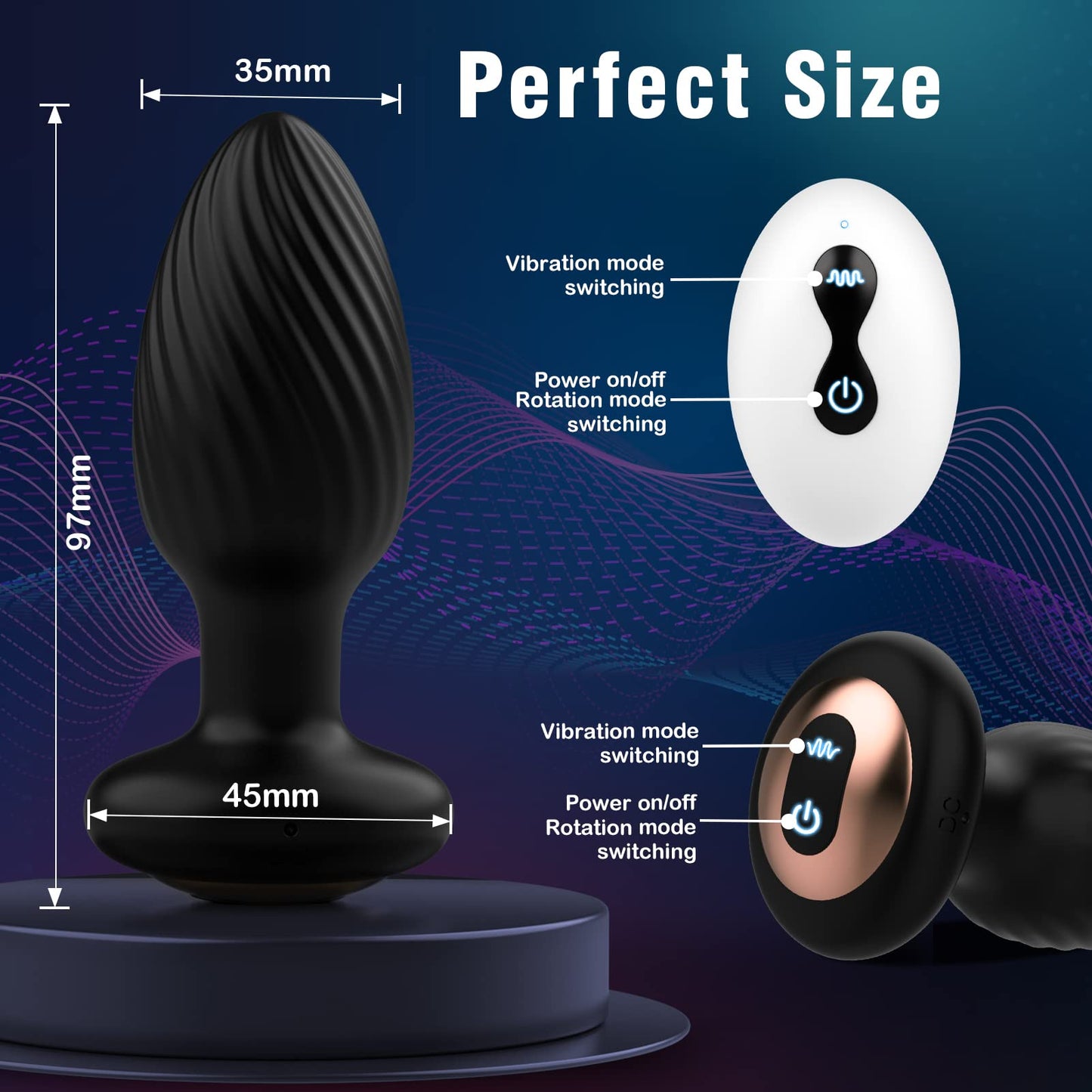 Rotating Anal Plug - Vibrating & USB Charging