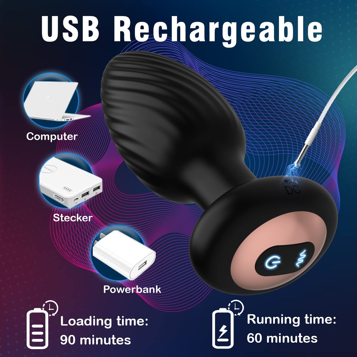 Rotating Anal Plug - Vibrating & USB Charging