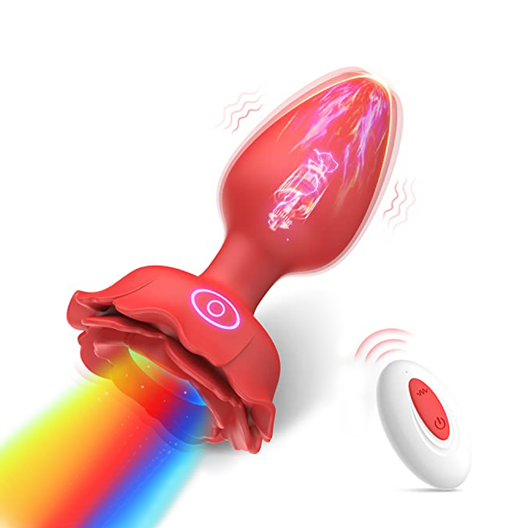 Anal LED Butt Plug - Vibrations & Rose Toy