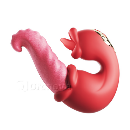 Twin Rose Thrusting G Spot Vibrator - Tongue Teasing & Vibrating