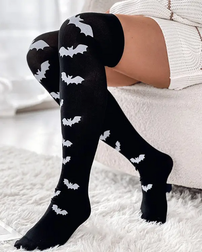 1Pair Halloween Graphic Print Thigh-High Stockings