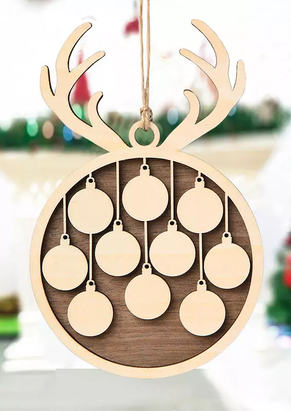 Christmas Reindeer Ball Wooden Hanging Sign Ornament