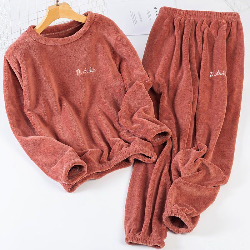 Autumn And Winter Lazy Velvet Thickened Home Clothes Pajamas Set Can Be Worn Outside