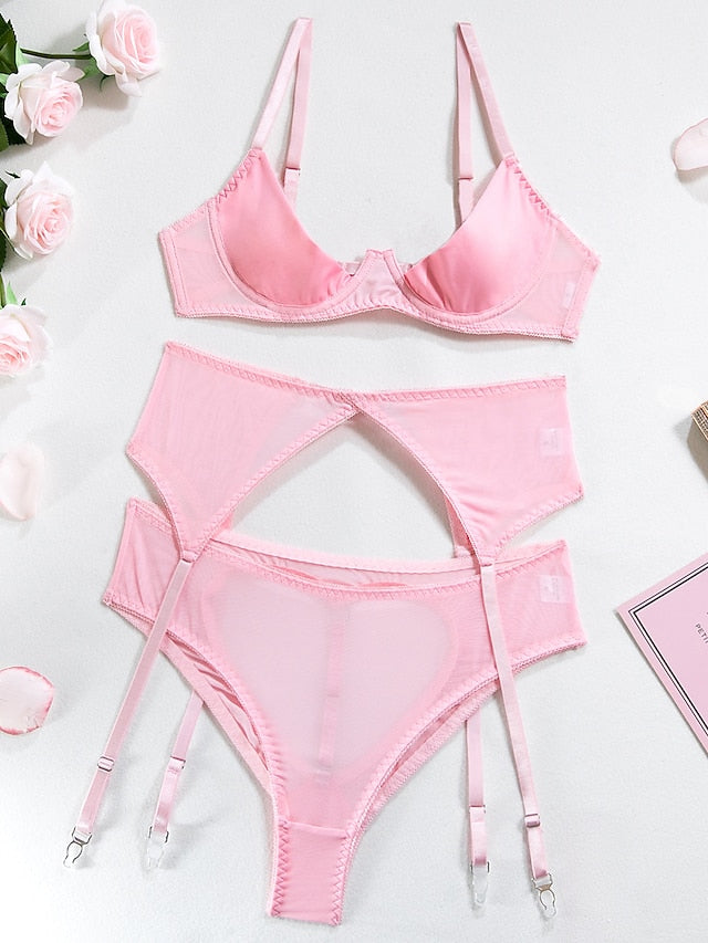 Women's Sexy Lingerie Sets 3 Pieces Pure Color Lovers