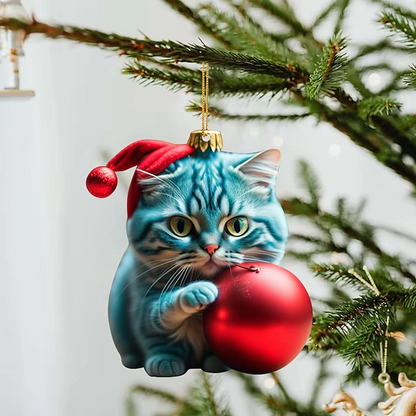 10pcs Christmas Tree Ornaments Cat Hanging Decorations Cute Cat