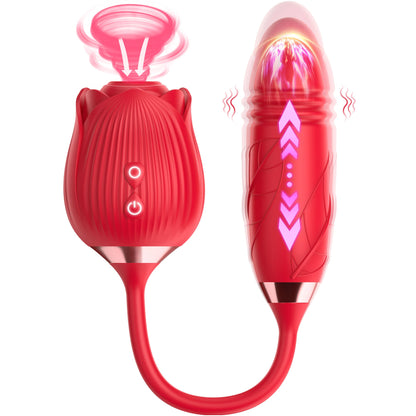 Evangeline - Rose Vibrator with Suction & Thrusting