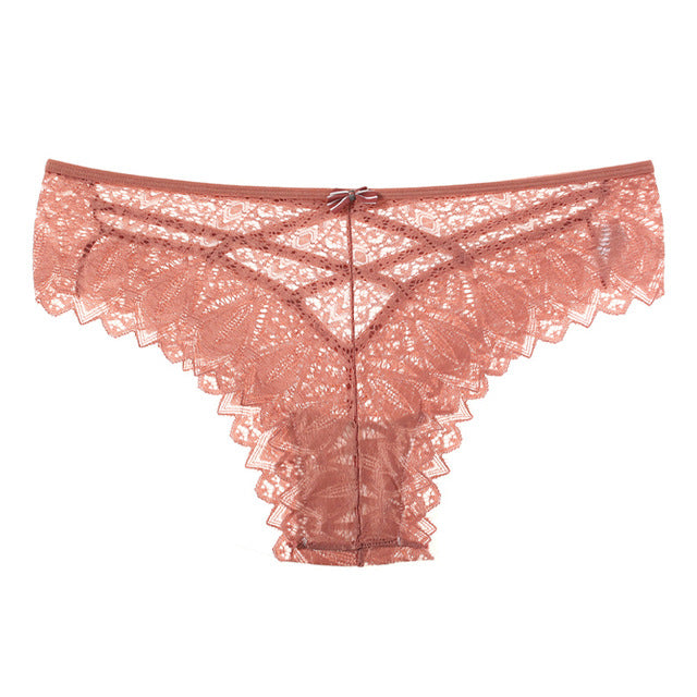 Bowknot Decor Crochet Lace Criss Cross Panty