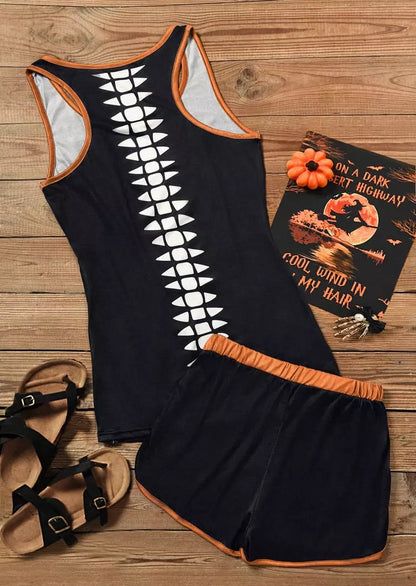 Halloween On A Dark Desert Highway Cool Wind In My Hair Tank And Shorts Pajamas Set - Black