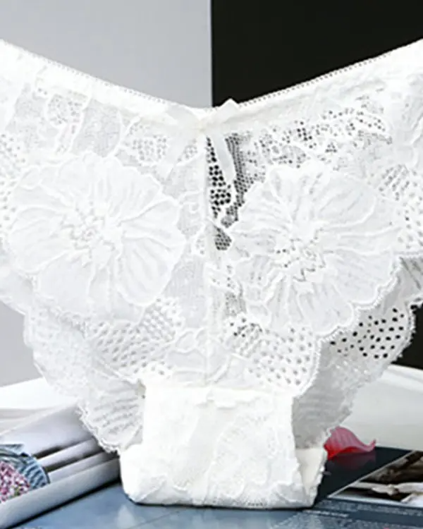 3PCS/Set Bowknot Deocr Lace Panty(Colors Sent Randomly)