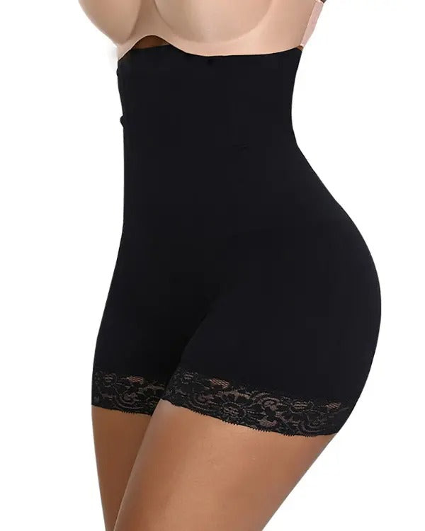 Plus Size High Waist Shorts Body Shaper Seamless Lifting Shapewear With Lace Trim