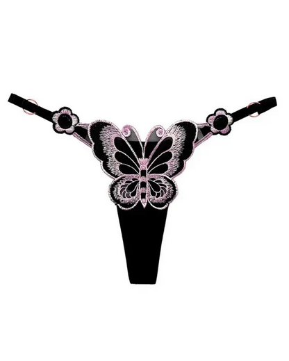 Butterfly Embroidery Low Waist Thong Panty