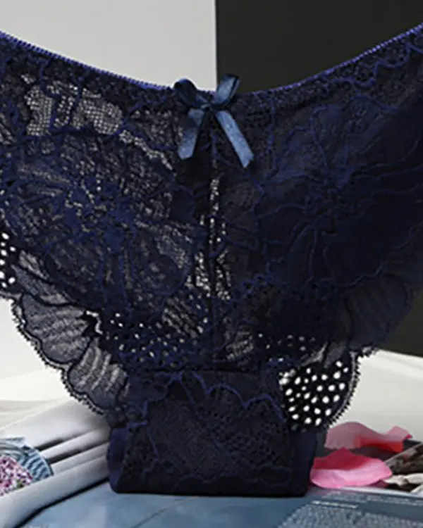 3PCS/Set Bowknot Deocr Lace Panty(Colors Sent Randomly)