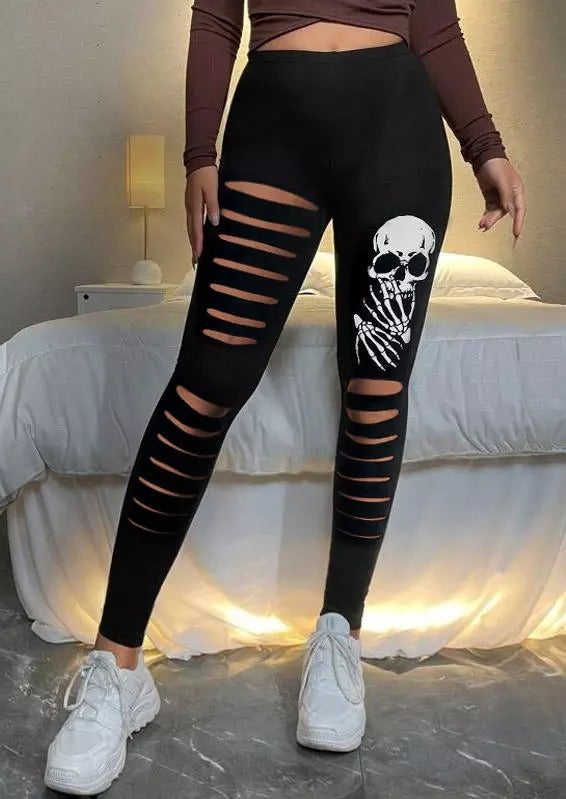 Halloween Skeleton Hand Cut Out Leggings