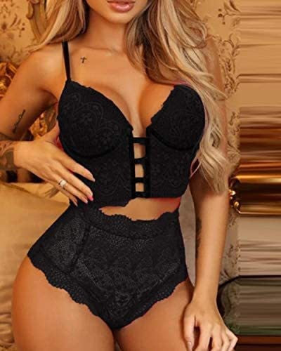 Crochet Lace Cutout Lace-up Lingerie Set