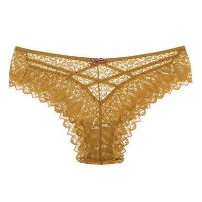 Bowknot Decor Crochet Lace Criss Cross Panty