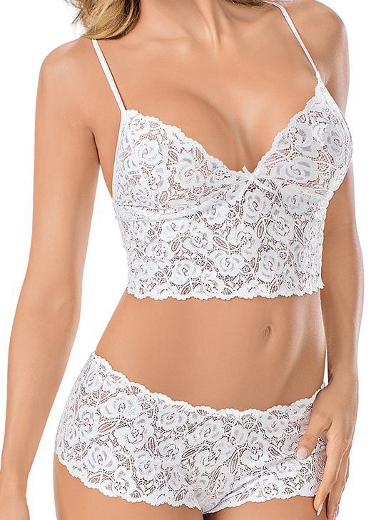 Lace Splicing Bowknot Lingerie Set