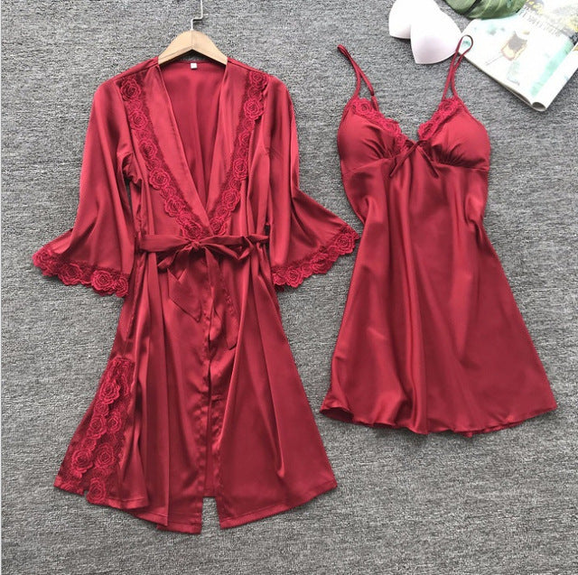 Sexy Ladies Nightdress Obese Large Size Solid Color Pajamas