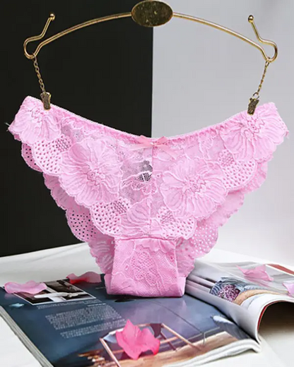 3PCS/Set Bowknot Deocr Lace Panty(Colors Sent Randomly)